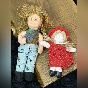 TY Paula Plappertasche 2002 & Unbranded Red Dress Soft Doll Pair Tree Hook